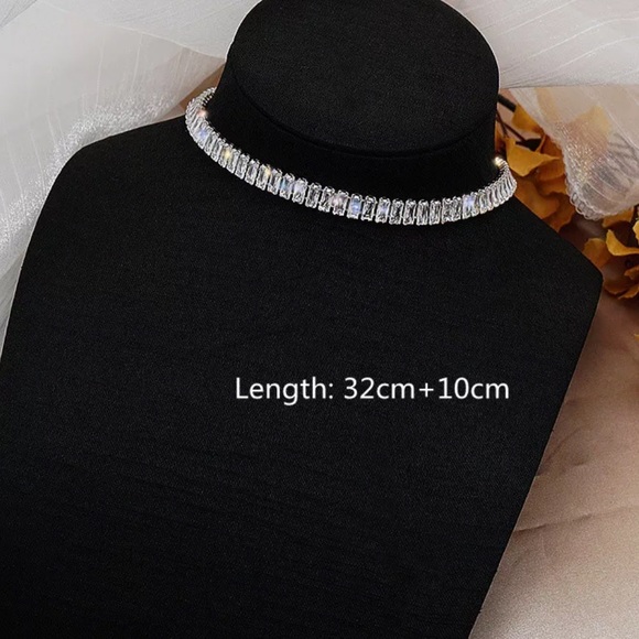 NEW STERLING SILVER DIAMOND CHOKER NECKLACE - Picture 6 of 6